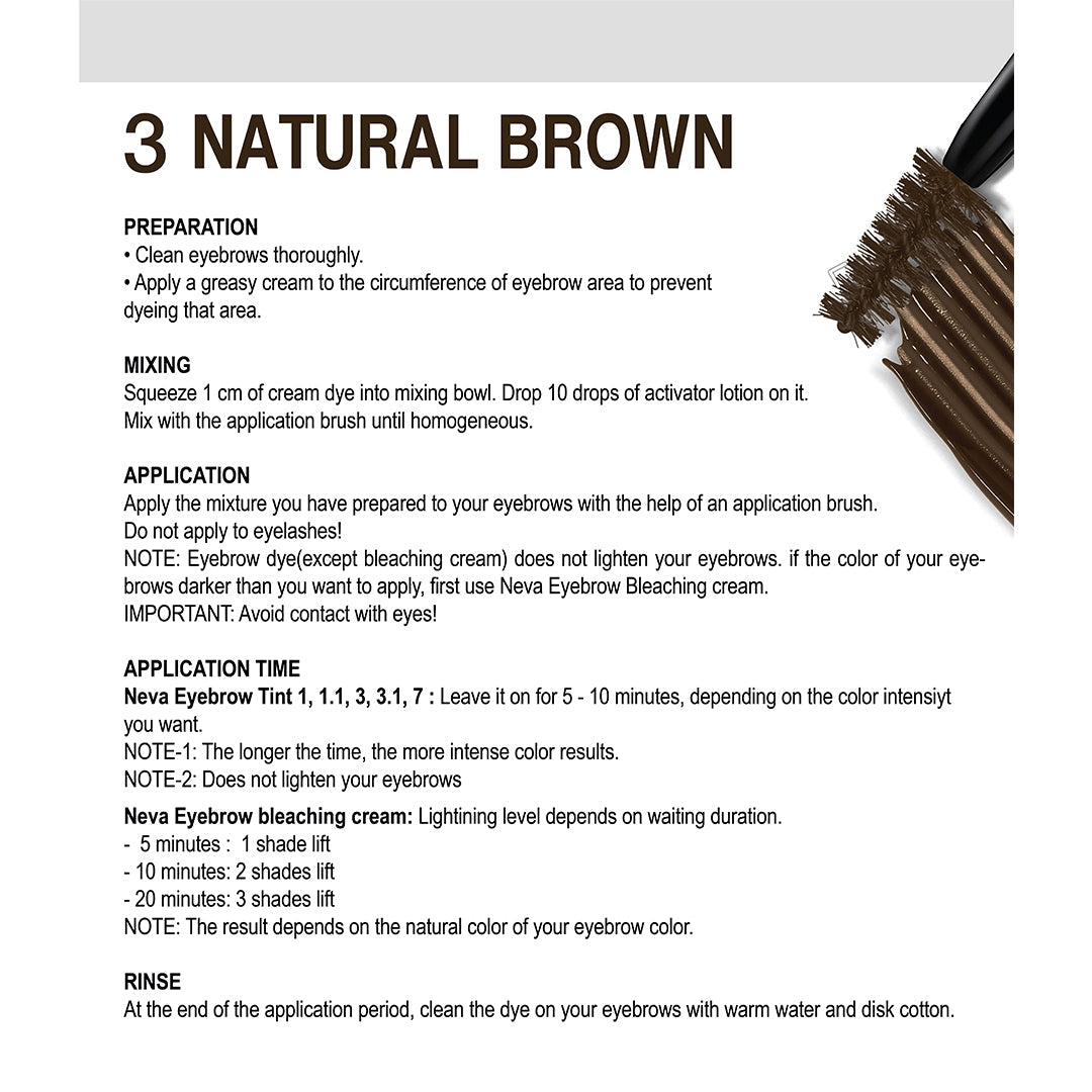 Neva Professional Eyebrow Tint 3 – Natural Brown | Long-Lasting, Natural-Looking Brow Color