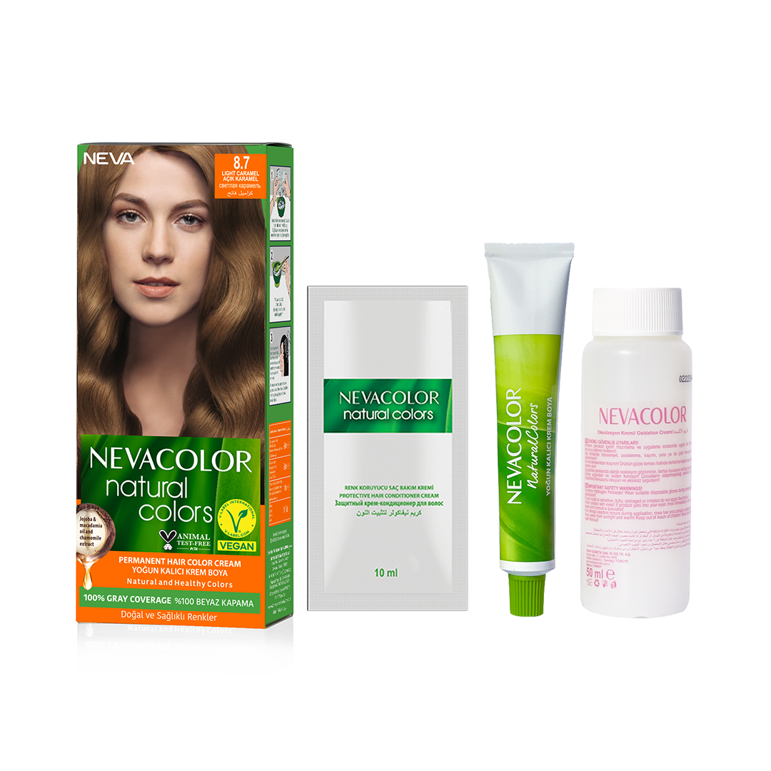 Nevacolor Natural Hair Color Cream Set8.7 - Light Caramel-2