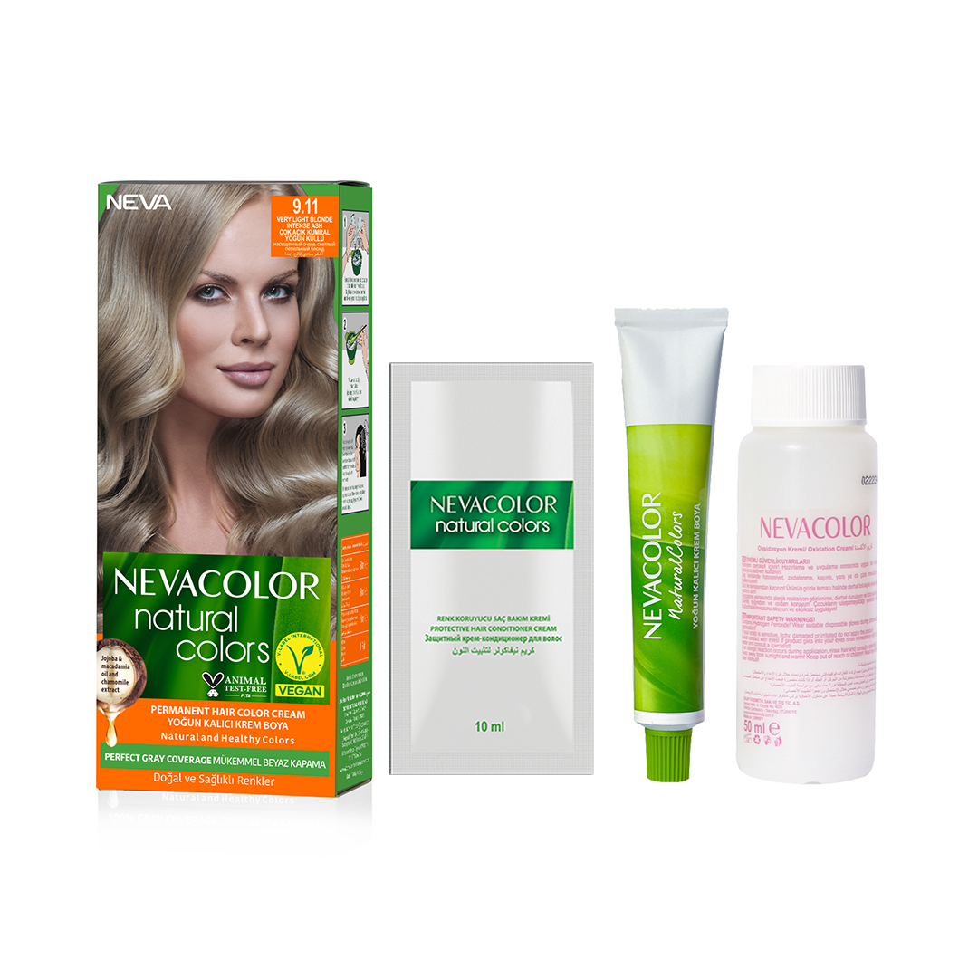 Nevacolor Natural Hair Color Cream Set9.11 - Very Light Blonde Intense Ash-2
