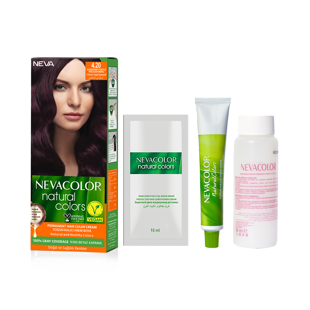 Nevacolor Natural Hair Color Cream Set 4.20-Aubergibe Purple-2