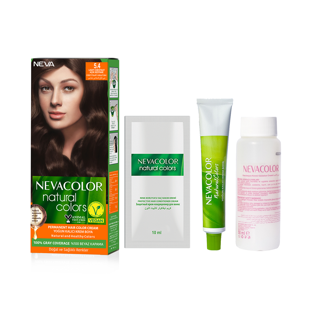 Nevacolor Natural Hair Color Cream Set 5.4 - Light Chestnut-2