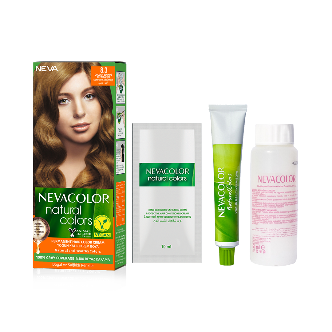 Nevacolor Natural Hair Color Cream Set 50 ml 8.3 - Golden Blonde-2