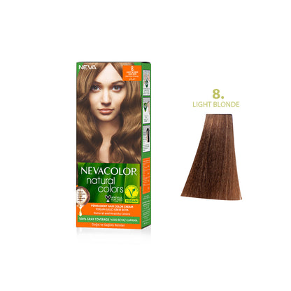 Nevacolor Natural Colors – 8 Light Blonde with Natural Oils | Vegan Permanent Hair Color Cream (50ml)