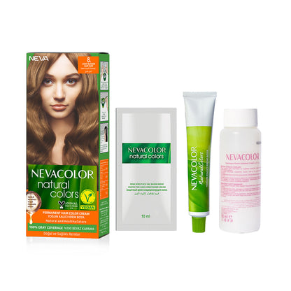 Nevacolor Natural Colors – 8 Light Blonde with Natural Oils | Vegan Permanent Hair Color Cream (50ml)