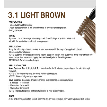 Neva Professional Eyebrow Tint 3.1 – Light Brown | Natural-Looking, Long-Lasting Brow Color