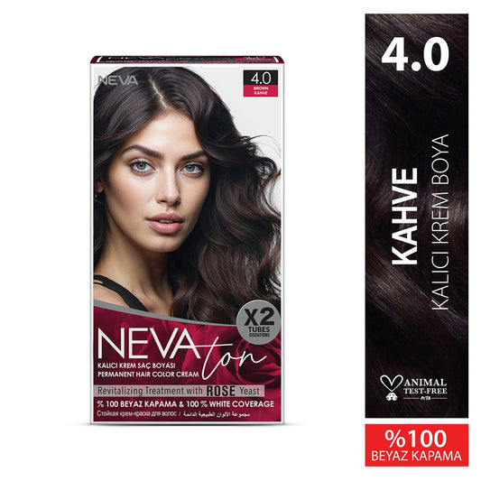 NEVATON Permanent Hair Color 4.0 Brown | 100% Gray Coverage