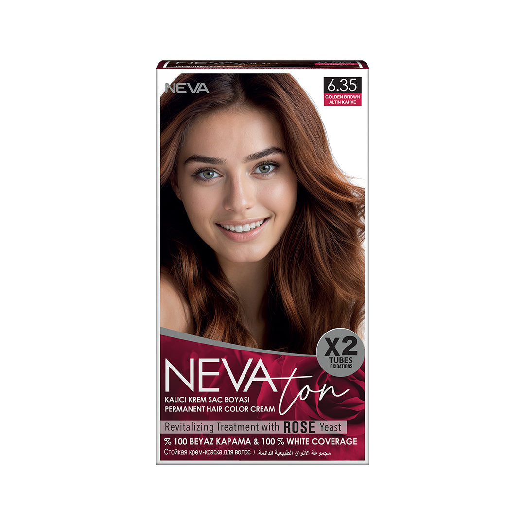 NEVATON Permanent Color 6.35 Golden Brown | 100% Gray Coverage