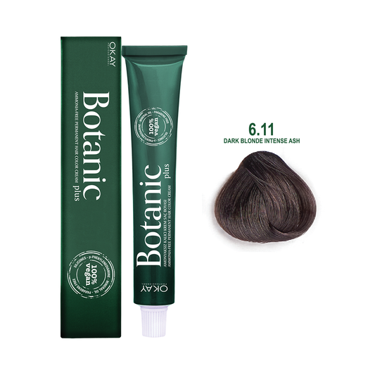 Botanic Plus Ammonia Free Permanent Hair Color Cream Dark Blonde Intense Ash – 6.11(2