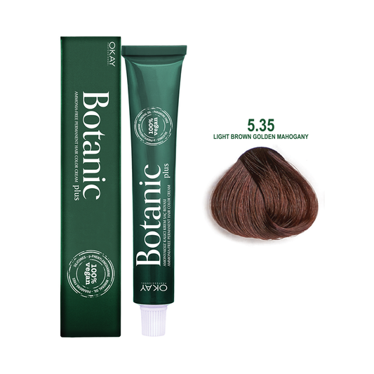 Botanic Plus Ammonia Free Permanent Hair Color Cream Light Brown Golden Mahogany – 5.35 