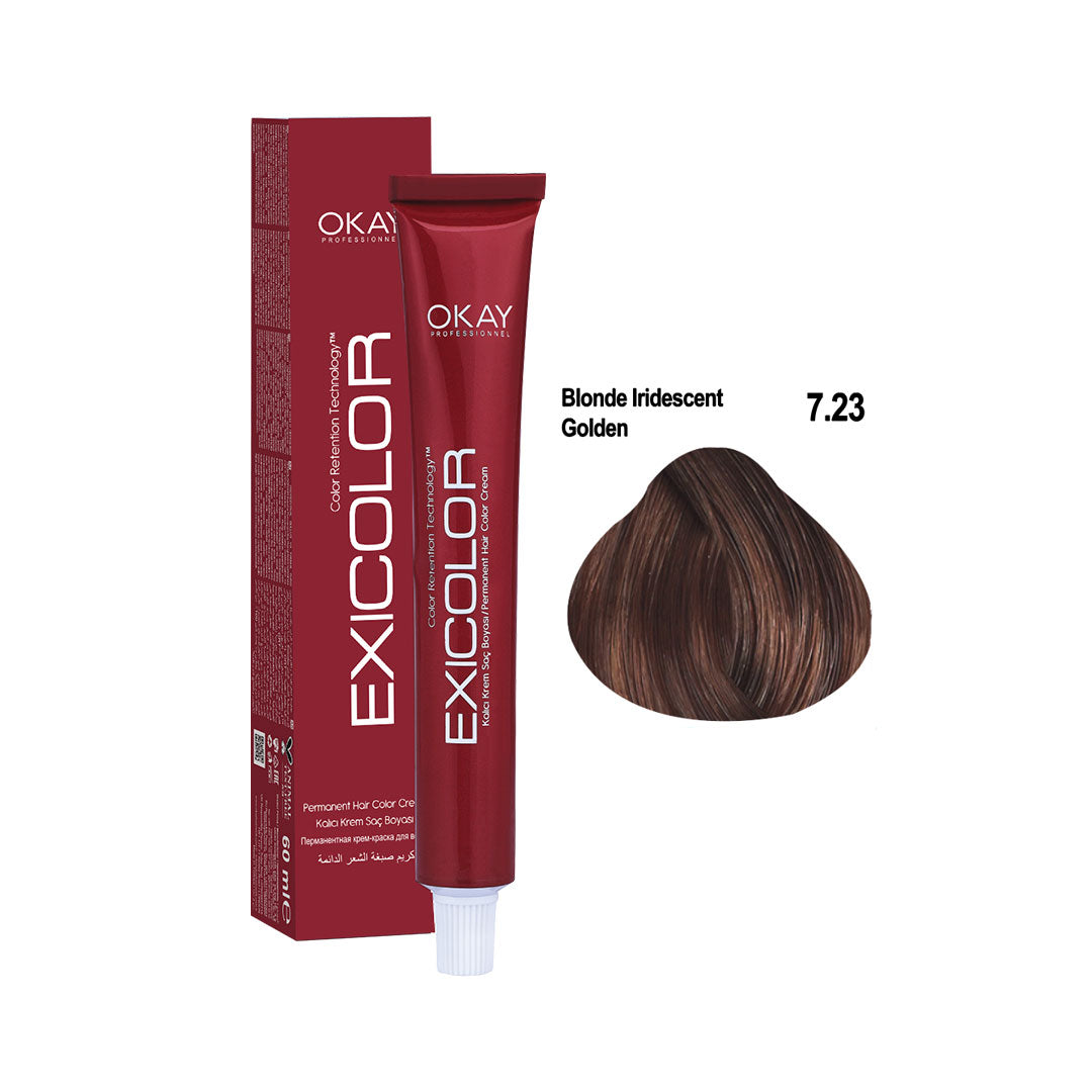 Exicolor Permanent Hair Color Cream Blonde Iridescent Golden – 7.23