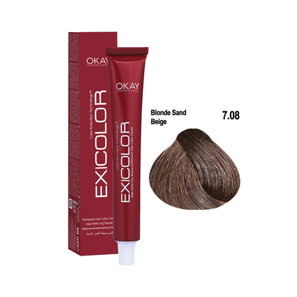 Exicolor Permanent Hair Color Cream Blonde Sand Beige – 7.08 