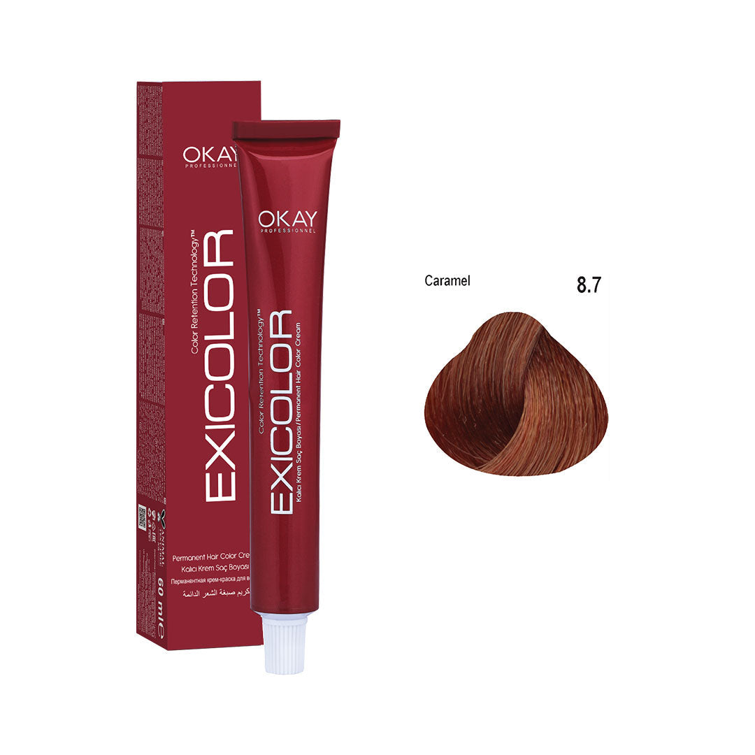 Exicolor Permanent Hair Color Cream Caramel – 8.7