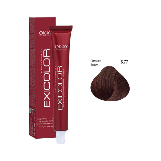 Exicolor Permanent Hair Color Cream Chestnut Brown – 6.77