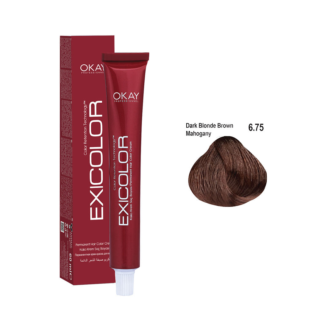 Exicolor Permanent Hair Color Cream Dark Blonde Brown Mahoganyy – 6.75