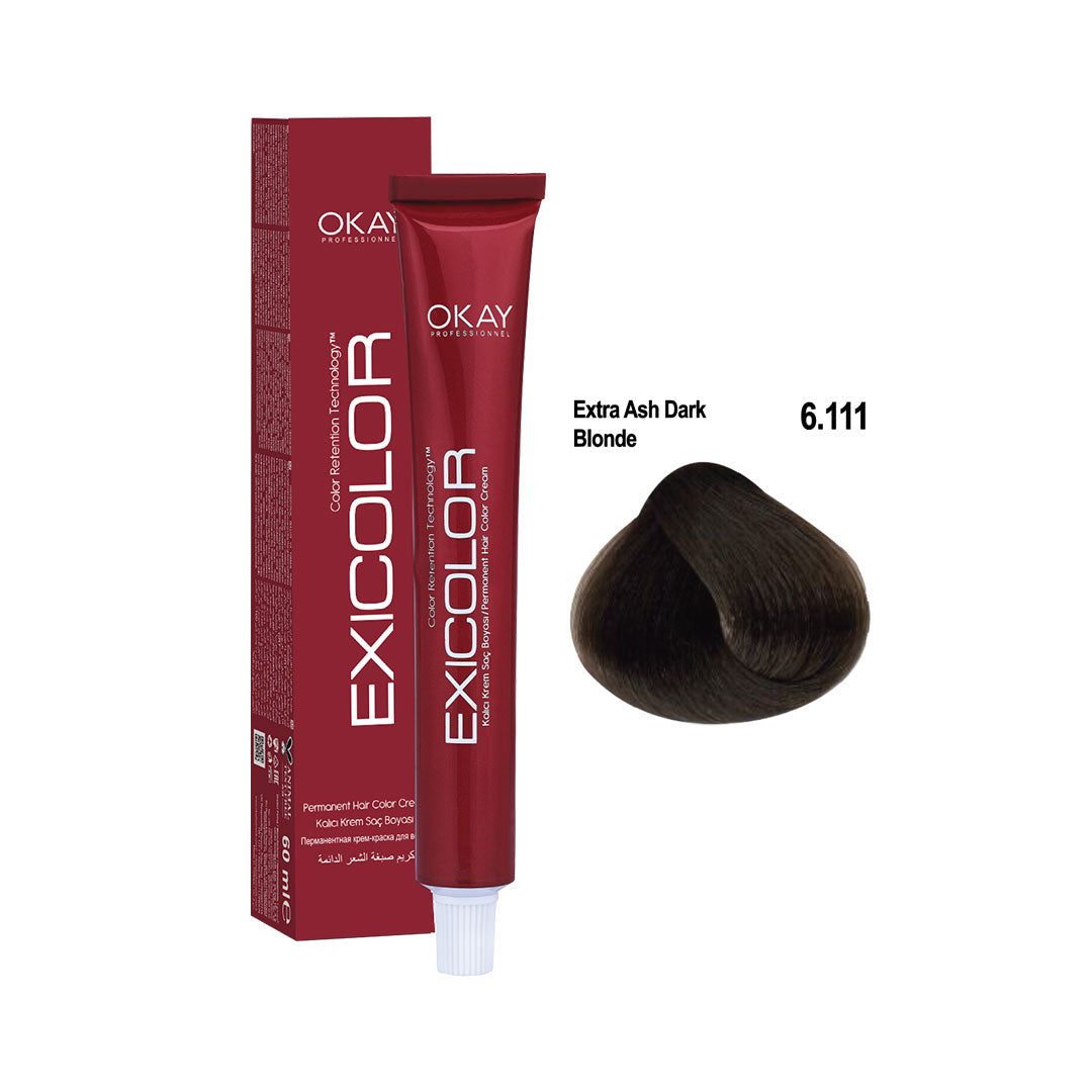 Exicolor Permanent Hair Color Cream Extra Ash Dark Blonde – 6.111