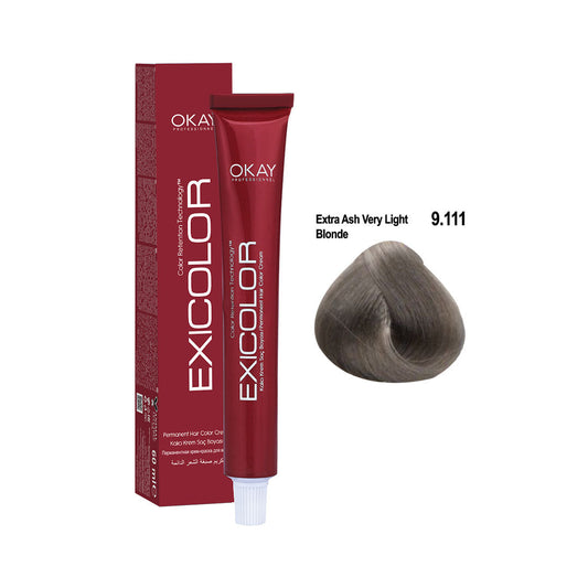Exicolor Permanent Hair Color Cream Extra Ash Very Light Blonde – 9.111