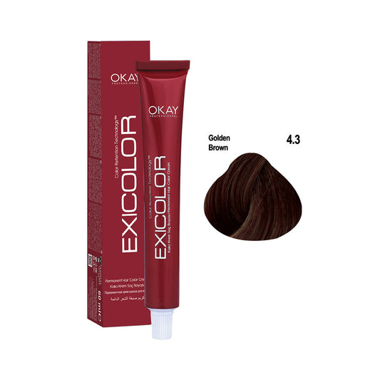 Exicolor Permanent Hair Color Cream Golden Brown – 4.3
