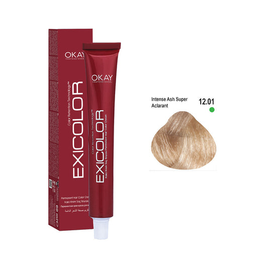 Exicolor Permanent Hair Color Cream Intense Ash Super Aclarant – 12.01
