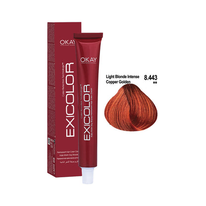 Exicolor Permanent Hair Color Cream Intense Golden Copper Light Blonde – 8.443