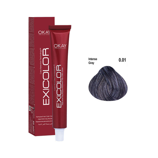 Exicolor Permanent Hair Color Cream Intense Grey – 0.01 