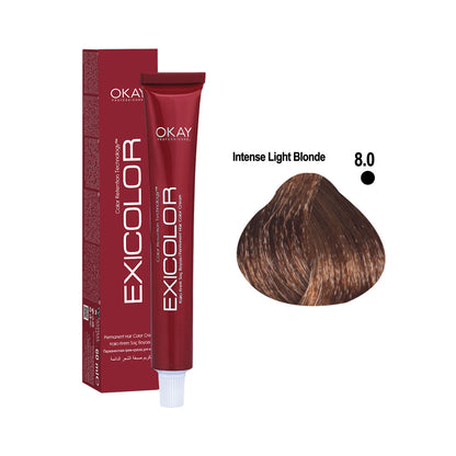 Exicolor Permanent Hair Color Cream Intense Light Blonde – 8.0