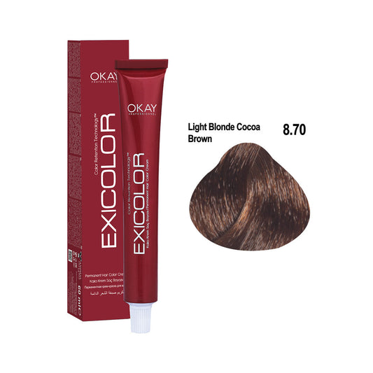 Exicolor Permanent Hair Color Cream Light Blond cocoa Browne– 8.70