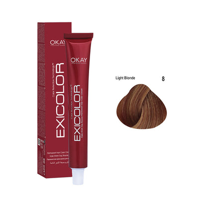 Exicolor Permanent Hair Color Cream Light Blonde – 8