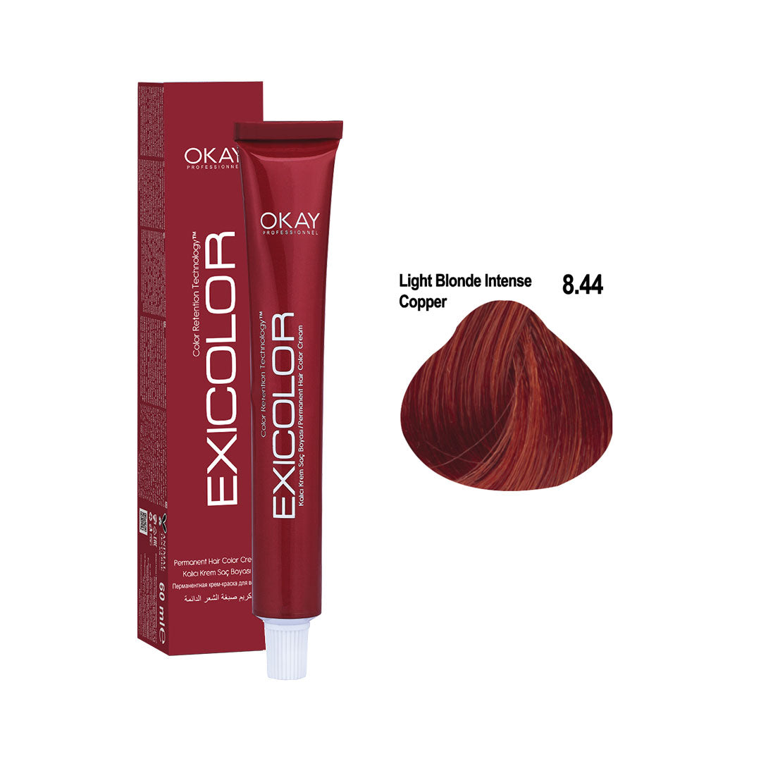 Exicolor Permanent Hair Color Cream Light Blonde Intense Copper – 8.44