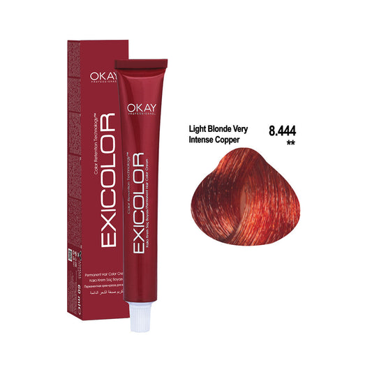 Exicolor Permanent Hair Color Cream Light Blonde Very Intense Copper– 8.444