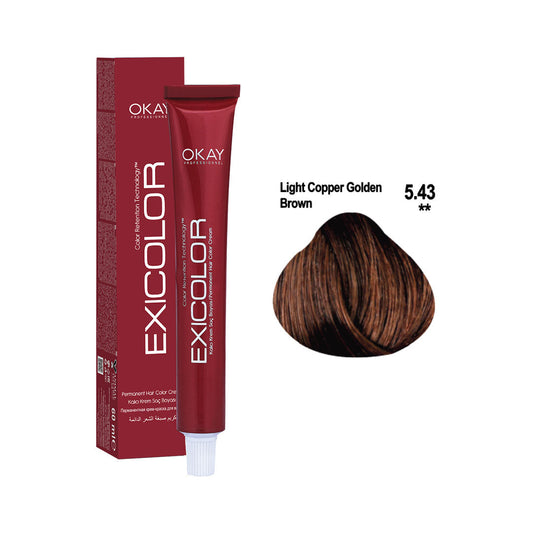 Exicolor Permanent Hair Color Cream Light Copper Golden Brown – 5.43