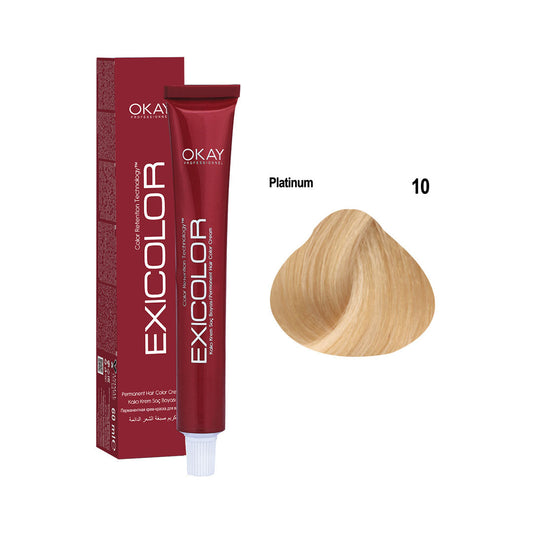 Exicolor Permanent Hair Color Cream Platinum – 10