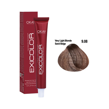Exicolor Permanent Hair Color Cream Very Light Blonde Sand Beige – 9.08