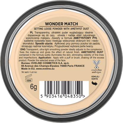 WONDER MATCH TRANSLUCENT LOOSE SETTING POWDER WITH AMETHYST DUST