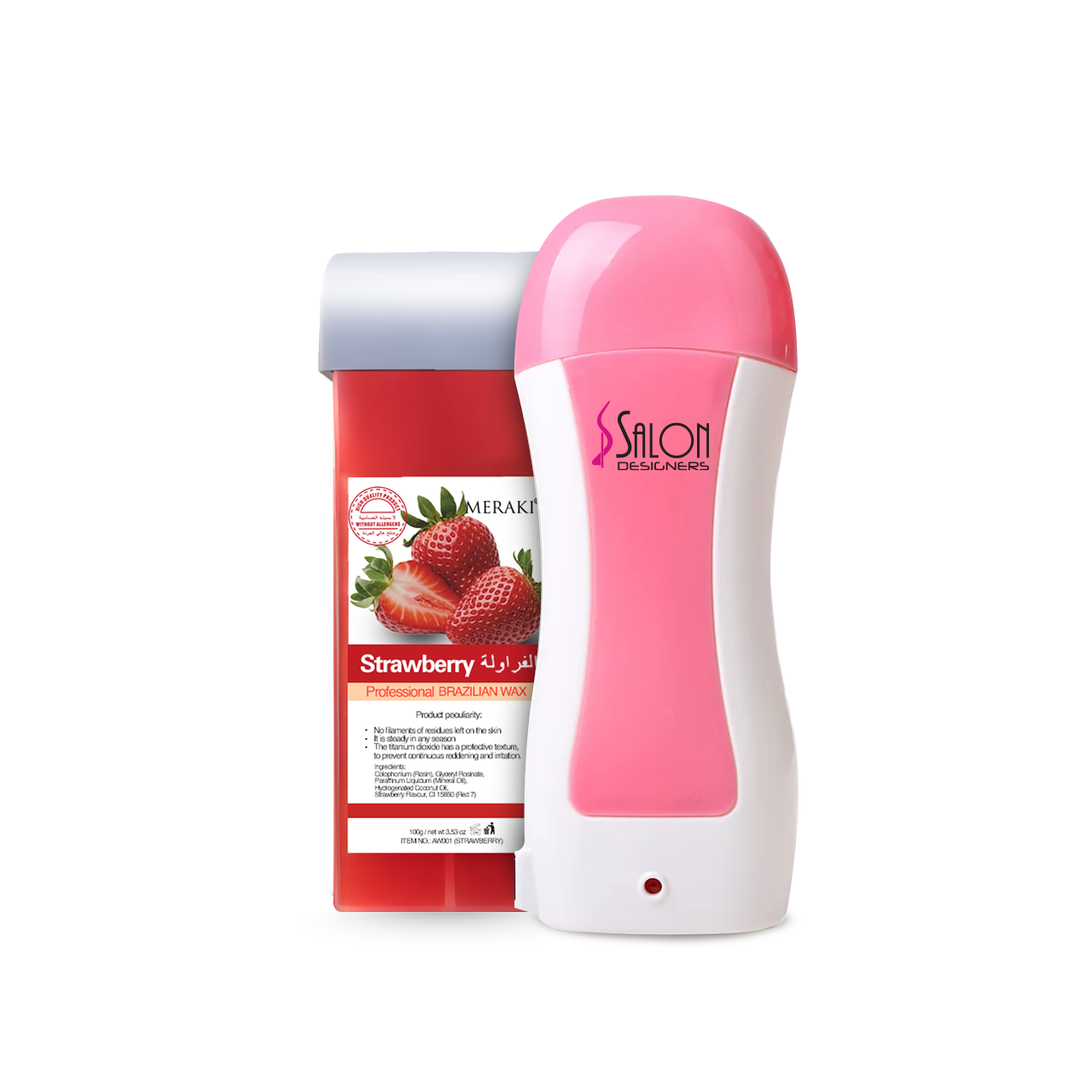 Meraki Roll-On Wax Cartridge Strawberry 100ml | Professional Depilatory Wax for All Skin Types