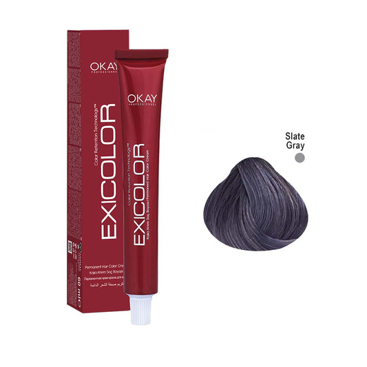 Exicolor Permanent Hair Color Cream – Slate Gray (60ml) – Professional Salon Formula