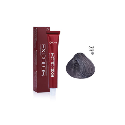 Exicolor Permanent Hair Color Cream – Cool Grey (60ml) – Professional Salon Formula